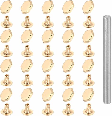 HARFINGTON 50pcs Crystal Rivets 6mm Rhinestone Rapid Stud Rivets with Steel Installation Tool for Clothing Leather Fabric Arts Crafts Decoration Leathercraft DIY, Gold in Saudi Arabia