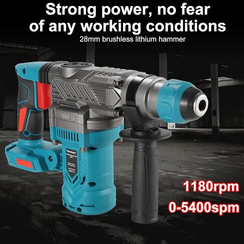 Cordless Brushless 1-1/8" SDS-Plus Rotary Hammer Drill-2-in-1 Multi-functional Heavy Duty Hammer Drill with Safety Clutch and Drill Chuck for Concrete, Tile, Walls, Stones, Cement, and Metal in Saudi Arabia