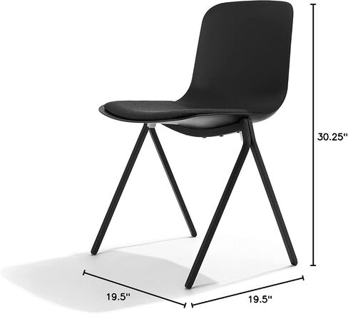Poppin Key Side Chair, Warm Grey, Set of 2, Dark Grey Seat Pad Upholstered in 100% Polyester Fabric, 18" Seat Height, Powder-Coated Steel Rod Frame with Floor Guides, Stacks Up to 8 High in Saudi Arabia