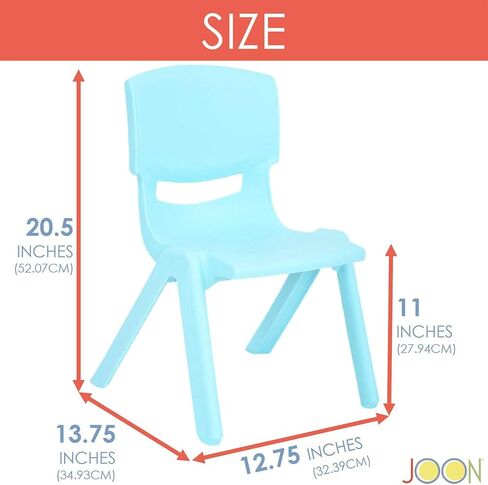 JOON 2 مجموعة من كراسي التعلم البلاستيكية القابلة للتكديس للأطفال، 20.8 × 12.5 بوصة، مجموعات الكراسي المثالية لغرف اللعب والمدارس والرعاية النهارية والمنزل، تصميم ملون، أخضر ليموني in Saudi Arabia