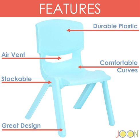 JOON 2 مجموعة من كراسي التعلم البلاستيكية القابلة للتكديس للأطفال، 20.8 × 12.5 بوصة، مجموعات الكراسي المثالية لغرف اللعب والمدارس والرعاية النهارية والمنزل، تصميم ملون، أخضر ليموني in Saudi Arabia