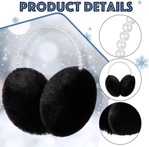 Liitrsh 4 Pcs White Fur Earmuffs Women Fluffy Ear Muffs Faux Fur Pearl Soft Plush Earmuffs for Adult Winter Outdoor Cold Weather in Saudi Arabia