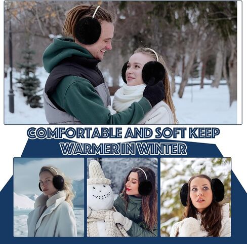 Liitrsh 4 Pcs White Fur Earmuffs Women Fluffy Ear Muffs Faux Fur Pearl Soft Plush Earmuffs for Adult Winter Outdoor Cold Weather in Saudi Arabia