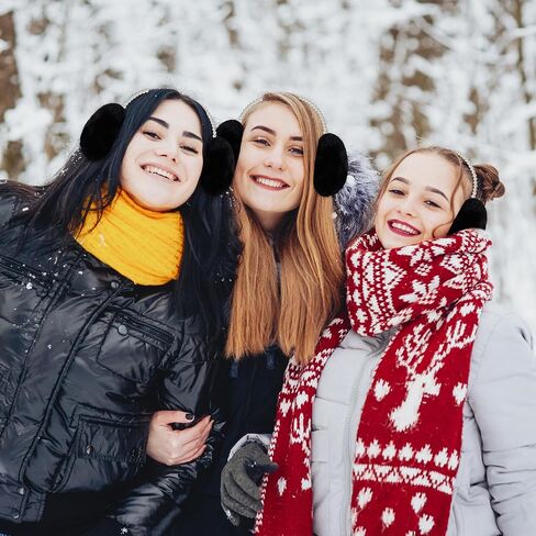 Liitrsh 4 Pcs White Fur Earmuffs Women Fluffy Ear Muffs Faux Fur Pearl Soft Plush Earmuffs for Adult Winter Outdoor Cold Weather in Saudi Arabia