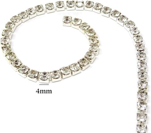 Bling 4MM Crystal Rhinestone Close Chain Trimming Claw Chain Jewelry Crafts DIY, 11 Yards in Saudi Arabia