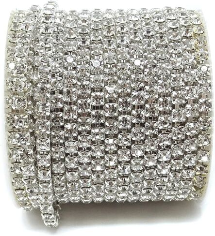 Bling 4MM Crystal Rhinestone Close Chain Trimming Claw Chain Jewelry Crafts DIY, 11 Yards in Saudi Arabia