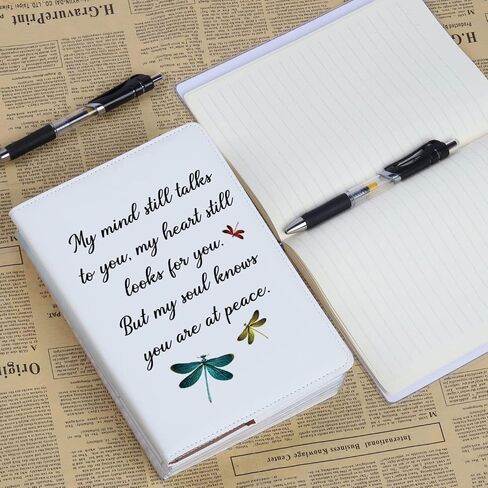 BAUNA Dragonfly Sympathy Gifts For Loss Of Loved One Memorial Gift My Mind Still Talks To You Remembrance Journal Notebook (My mind dragonfly JN) in Saudi Arabia