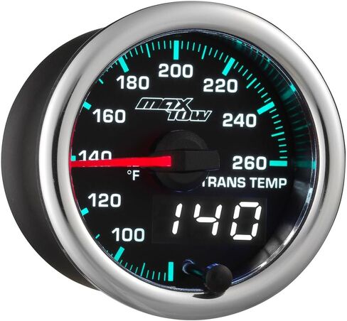 MaxTow Match 260 F Transmission Temperature Gauge Kit for 2014-2020 Silverado Sierra 6.6L Duramax Diesel Truck - Includes Sensor - Double Vision Display with Analog & Digital Readouts - 2-1/16" in Saudi Arabia