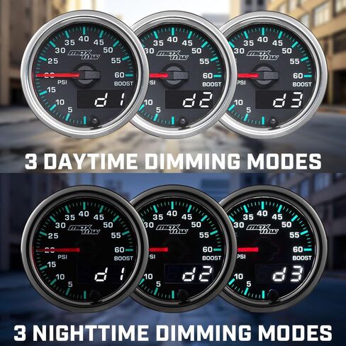MaxTow Match 260 F Transmission Temperature Gauge Kit for 2014-2020 Silverado Sierra 6.6L Duramax Diesel Truck - Includes Sensor - Double Vision Display with Analog & Digital Readouts - 2-1/16" in Saudi Arabia