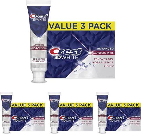 Crest 3D White Advanced Glamorous White Teeth Whitening Toothpaste, 3.3 oz, Pack of 3 in Saudi Arabia