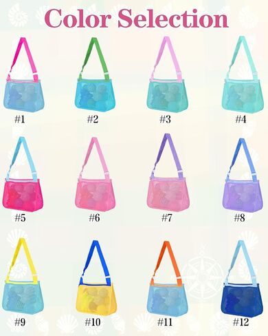Personalized Embroidered Kids Beach Bags with Name，Custom Seashell Collecting Mesh Pool Toys Bag for Children, Adjustable Monogram Canvas Bag with Zipper, Swim Packable Shoulder Vaction Travel Beach in Saudi Arabia