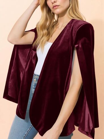 Cicy Bell Women's Velvet Cape Blazer Jackets Casual Split Long Sleeve Open Front Coat in Saudi Arabia