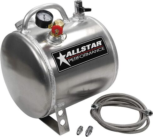 Oil Pump Primer Tank - Portable Oil Pressure Priming System | 9 in Diameter x 11 in Length | 4 AN Hose with 1/8 in NPT Male Fitting | Polished Aluminum | Kit in Saudi Arabia