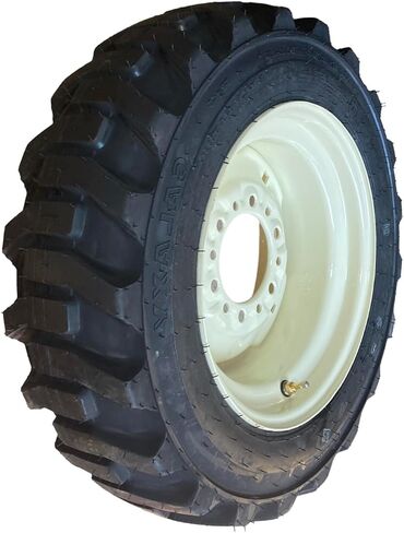 (1) Galaxy Tires HD 27X8.50-15 XD2010 Skid Steer Tire on White/Gray Implement Wheel/Rim (6 lug) for Case, NewHolland & more-8PLY -27-8.5-15 (Right Side Mount) in Saudi Arabia