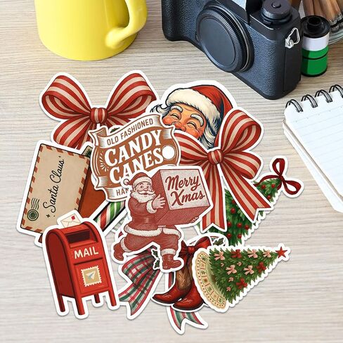 12 Pcs Merry Christmas Stickers Pack, Holiday Gift Stickers with Gingerbread, Trees, Bows, Bells, Cocktails, Wreaths for Laptop, Water Bottle, Scrapbook, Gift Wrapping (Merry Christmas 1, 3in) in Saudi Arabia