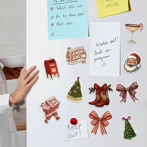 12 Pcs Merry Christmas Stickers Pack, Holiday Gift Stickers with Gingerbread, Trees, Bows, Bells, Cocktails, Wreaths for Laptop, Water Bottle, Scrapbook, Gift Wrapping (Merry Christmas 1, 3in) in Saudi Arabia