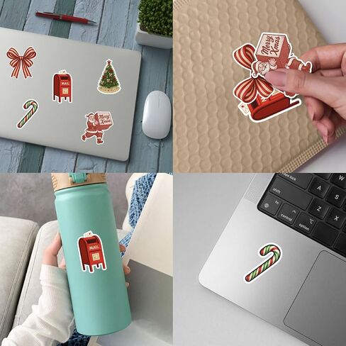 12 Pcs Merry Christmas Stickers Pack, Holiday Gift Stickers with Gingerbread, Trees, Bows, Bells, Cocktails, Wreaths for Laptop, Water Bottle, Scrapbook, Gift Wrapping (Merry Christmas 1, 3in) in Saudi Arabia