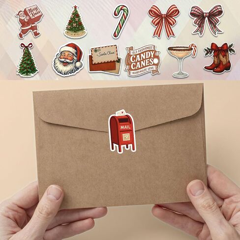 12 Pcs Merry Christmas Stickers Pack, Holiday Gift Stickers with Gingerbread, Trees, Bows, Bells, Cocktails, Wreaths for Laptop, Water Bottle, Scrapbook, Gift Wrapping (Merry Christmas 1, 3in) in Saudi Arabia
