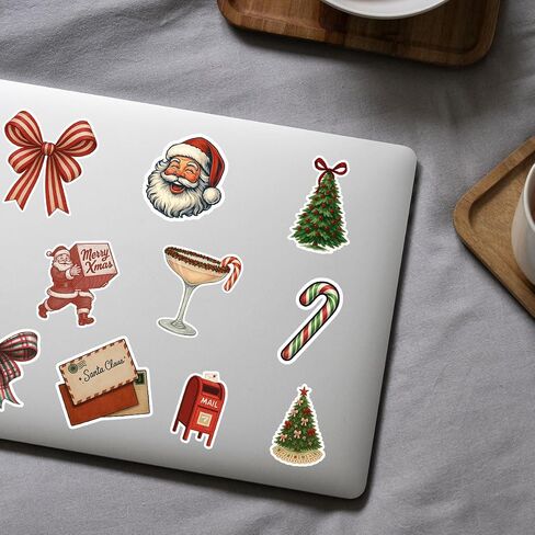12 Pcs Merry Christmas Stickers Pack, Holiday Gift Stickers with Gingerbread, Trees, Bows, Bells, Cocktails, Wreaths for Laptop, Water Bottle, Scrapbook, Gift Wrapping (Merry Christmas 1, 3in) in Saudi Arabia