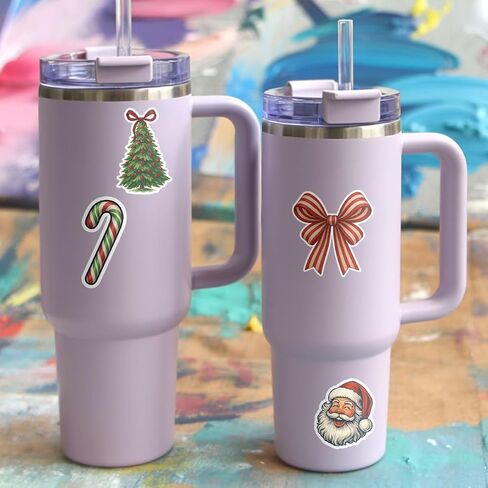 12 Pcs Merry Christmas Stickers Pack, Holiday Gift Stickers with Gingerbread, Trees, Bows, Bells, Cocktails, Wreaths for Laptop, Water Bottle, Scrapbook, Gift Wrapping (Merry Christmas 1, 3in) in Saudi Arabia