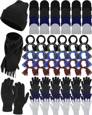 Liitrsh 24 Pcs Winter Beanie Hat Scarf Gloves Set for Women Men Unisex Winter Gloves for Homeless Donation Charity Care Bundle in Saudi Arabia