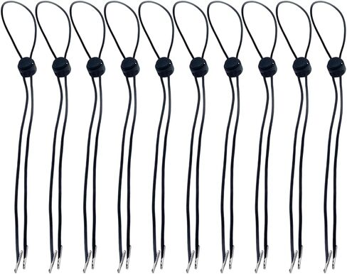 Pack of 10 Black Elastic Hat Chin Cord Adjustable Removable Strap with Spring in Saudi Arabia
