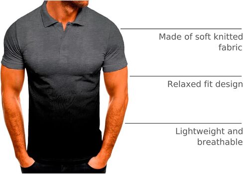 utcoco Mens Summer Short Sleeve T-Shirt Casual Relaxed Fit Gradient Polo Shirts for Men in Saudi Arabia