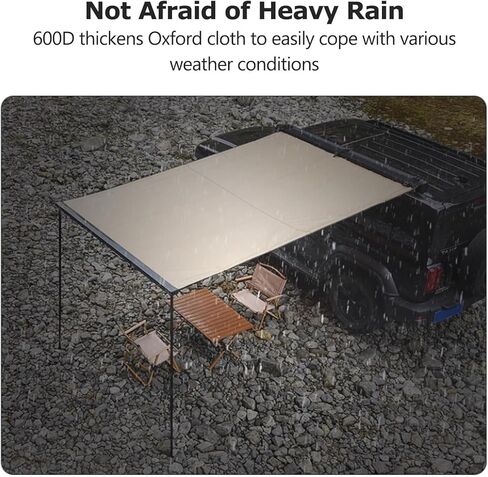 مظلات السيارة، 6.6 × 8.2 قدم، سقف مقاوم للتمزق، بدون إطار، مظلات جانبية، مفصلات وقضبان معززة لسيارة جيب/سيارات الدفع الرباعي/الشاحنة/الشاحنة (جلد، 6.6 × 9.8 قدم/2 × 3 متر) in Kuwait