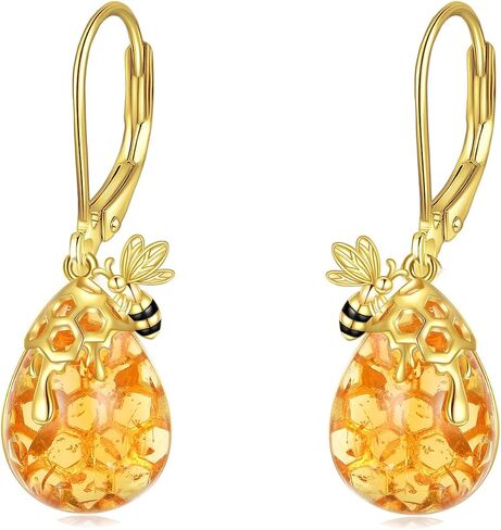 VONALA 925 Sterling Silver Bee Earrings for Women Gold Bee Leverback Dangle Earring Jewellery Birthday Gifts for Her in Saudi Arabia