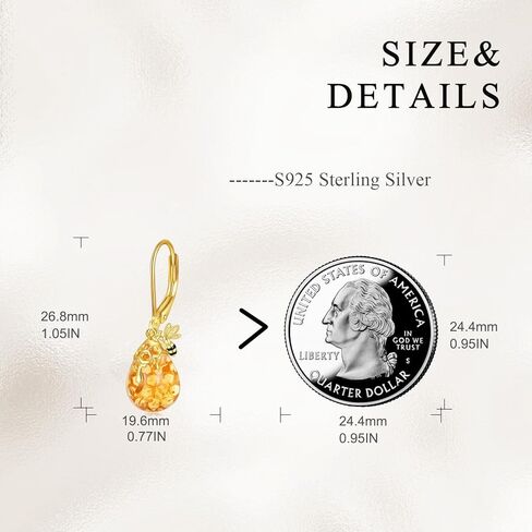 VONALA 925 Sterling Silver Bee Earrings for Women Gold Bee Leverback Dangle Earring Jewellery Birthday Gifts for Her in Saudi Arabia