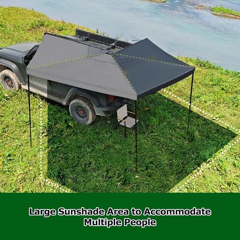 270-degree Fan-shaped Side Tent, Driver's Side Awning, SUV Outdoor Vehicle-mounted Side Canopy, Hexagonal Design, Including Black Travel Cover(Small) in Saudi Arabia