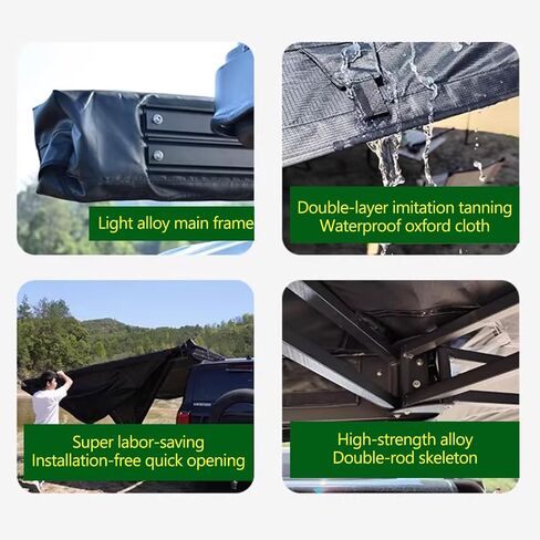 270-degree Fan-shaped Side Tent, Driver's Side Awning, SUV Outdoor Vehicle-mounted Side Canopy, Hexagonal Design, Including Black Travel Cover(Small) in Saudi Arabia