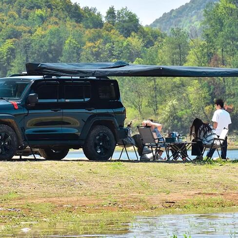 270-degree Fan-shaped Side Tent, Driver's Side Awning, SUV Outdoor Vehicle-mounted Side Canopy, Hexagonal Design, Including Black Travel Cover(Small) in Saudi Arabia