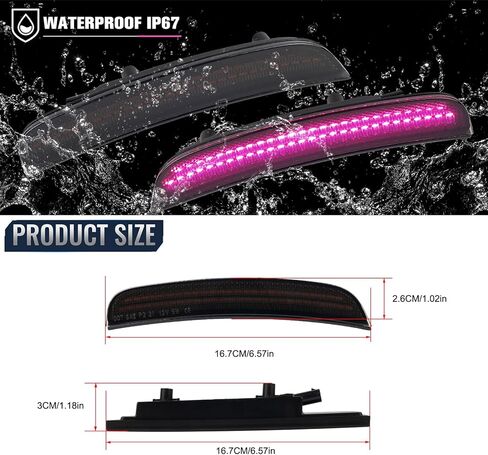 POPMOTORZ 2 قطعة مجموعة مصابيح LED جانبية باللون الوردي والأرجواني متوافقة مع 2015 2016 2017 2018 2019 2020 2021 2022 2023 دودج تشارجر الحاجز الخلفي LED مصابيح LED للعلامات الجانبية عدسة مدخنة in Kuwait