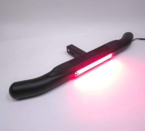 36" Tow Hitch Step Bar Guard with LED Brake Light Spot Light 3" Round Curved for 2" Receiver Truck Heavy Duty Steel Anti Slip Pad Universal (Black) in Kuwait