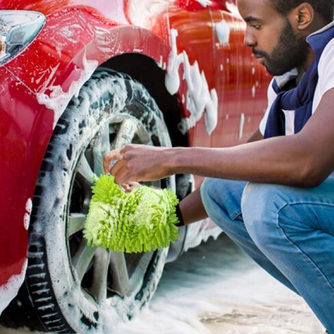 1PK Microfiber Cleaning Cloth, 6.7''X10.24'' Premium Car Wash Mitt, Green Washing Gloves With Lint Free & Scratch Free in Saudi Arabia