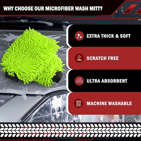 1PK Microfiber Cleaning Cloth, 6.7''X10.24'' Premium Car Wash Mitt, Green Washing Gloves With Lint Free & Scratch Free in Saudi Arabia