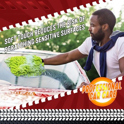1PK Microfiber Cleaning Cloth, 6.7''X10.24'' Premium Car Wash Mitt, Green Washing Gloves With Lint Free & Scratch Free in Saudi Arabia