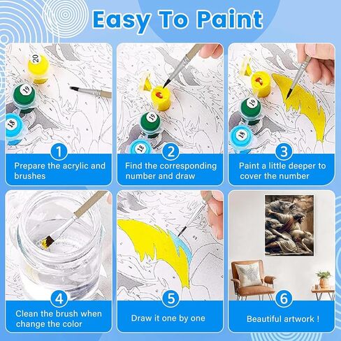 طلاء KYOQFVN يسوع والذئب بالأرقام للبالغين - مجموعة طلاء للبالغين DIY حسب الأرقام على القماش، مجموعات طلاء أكريليك سهلة لديكور الحائط المنزلي مقاس 16 × 20 بوصة (بدون إطار) in Kuwait