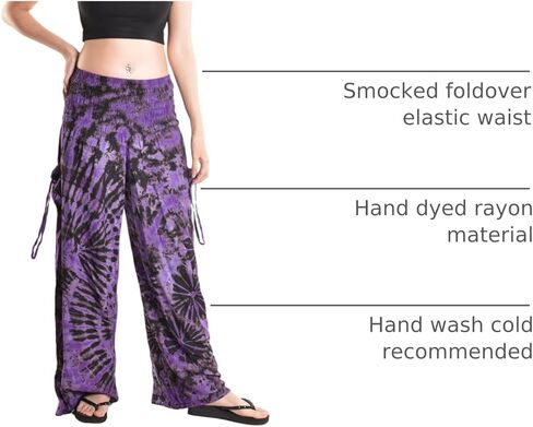 بنطال Orient Trail نسائي واسع الساق مصبوغ على البارد من Palazzo Yoga Tie Dye in Saudi Arabia