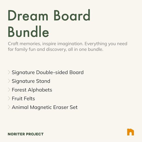 NORITER PROJECTㅣDream Bundle (Double-Sided Magnetic Marker Board + Birchwood Stand + Alphabet Magnets + Fruit Felt Magnets + Magnetic Eraser Set (3)) ㅣMade in Korea in Saudi Arabia