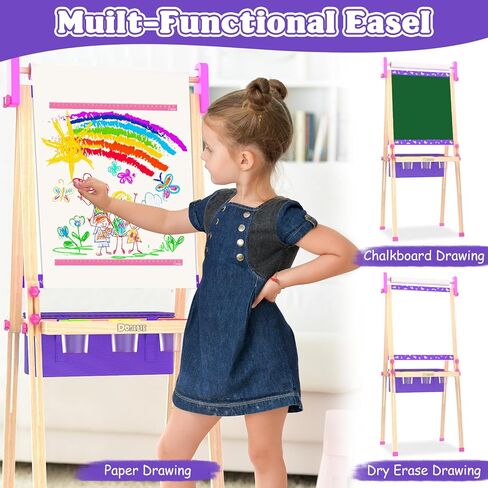 Art Easel for Kids 4-8,Kids Easel with Paper Roll and Art Supplies,Toddler Toys Ages for 5-7,Toddler Drawing Board Learning Eductional Toys for 4 5 6 7 8 Year Old Boy Girls Birthdays Gifts in Saudi Arabia