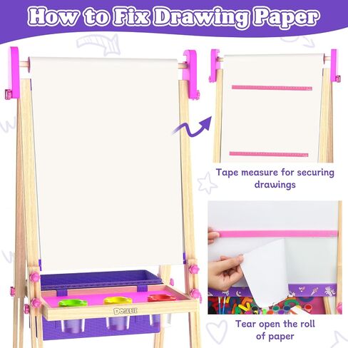 Art Easel for Kids 4-8,Kids Easel with Paper Roll and Art Supplies,Toddler Toys Ages for 5-7,Toddler Drawing Board Learning Eductional Toys for 4 5 6 7 8 Year Old Boy Girls Birthdays Gifts in Saudi Arabia