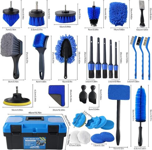 36Pcs Car Detailing Kit, Car Detailing Brush Set, Car Cleaning Kit, Auto Detailing Tools for Interior Exterior Wheels, Professional Car Wash Accessories with Windshield Cleaning Tool and Storage Box in Saudi Arabia