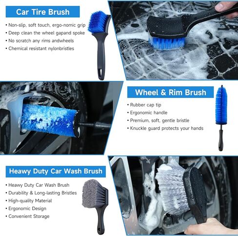36Pcs Car Detailing Kit, Car Detailing Brush Set, Car Cleaning Kit, Auto Detailing Tools for Interior Exterior Wheels, Professional Car Wash Accessories with Windshield Cleaning Tool and Storage Box in Saudi Arabia