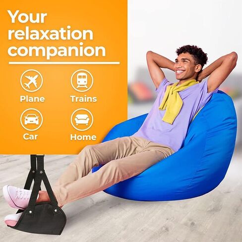 Airplane Footrest Hammock - Adjustable Travel Foot Rest for Long Flights & Office Use - Fits All Airlines (Black) in Saudi Arabia