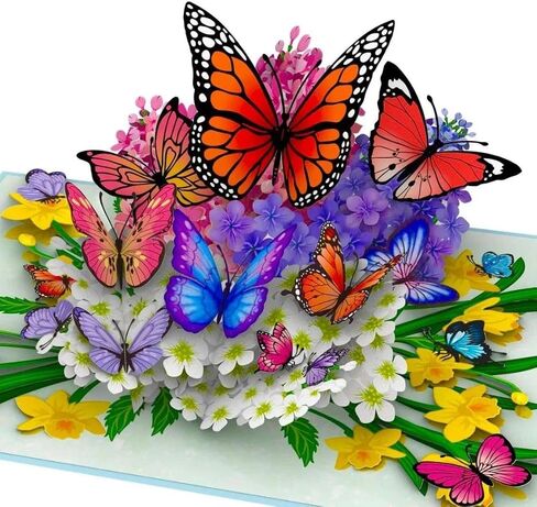 Butterflies in Nature Pop Up Card - 3D Butterfly Card for Wife, Husband, Girlfriend, Mom, Dad, Mother, Father (Birthday,Get Well, Thank You) in Saudi Arabia