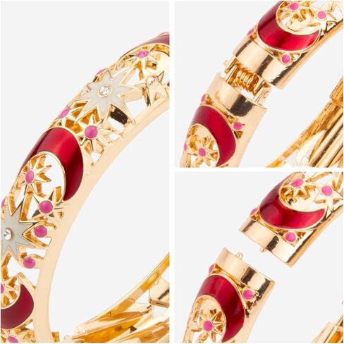 wynameleri Vintage Cloisonne Jewelry Gorgeous Rhinestone Handcrafted Bracelets Enamel Flower Bird Gold Hinged Cuff Bangles Gifts 88A in Kuwait