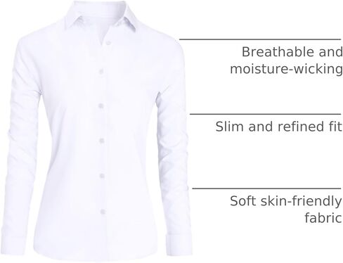 CBOO Button Down Shirts for Women, Wrinkle Free Business Casual Blouses Long Sleeve Simple Shirt in Kuwait