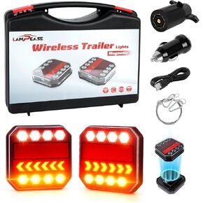 Upgraded Wireless Trailer Lights Magnetic, New Rechargeable LED Trailer Light Kit with Brake Lights, Turn Signals and Reverse Lights for Towing Truck Camper RV Boat in Kuwait
